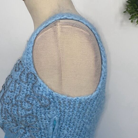 Handmade Women's Sleeveless Chiffon Crochet Knit Maxi Dress Fairy Core Blue Smal - Picture 8 of 16